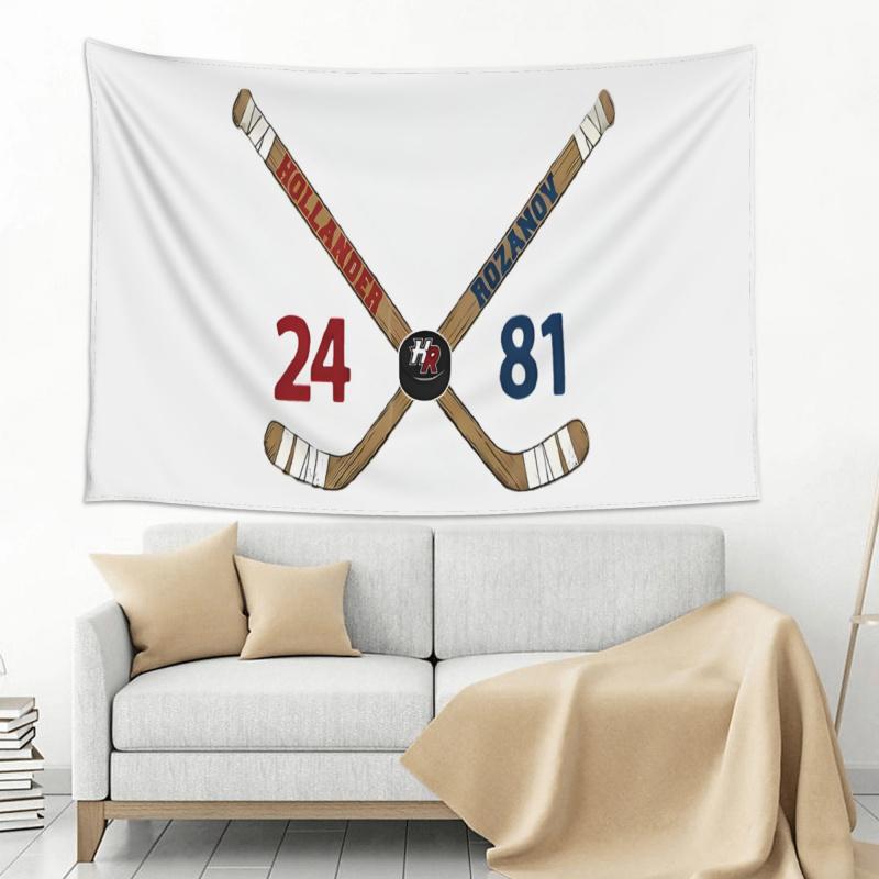 VIKAMA Amerikanisches Retro Eishockey Wandteppich Trendig Cool Wohnzimmer Sofahintergrund Studentenzimmer Wanddekoration Wandteppich