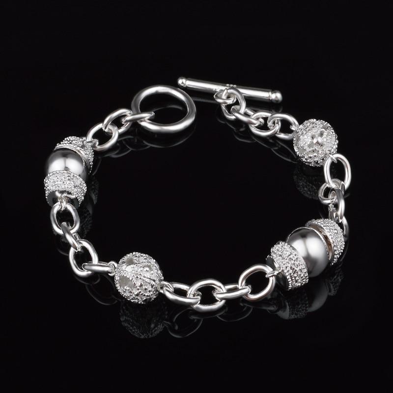 925 Sterling Silver Personalized Circular Bracelets Geometry Charms Ball Bangles Party Retro Jewelry Accessories for Women