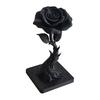 Statua Ornamentale Rosa Nera Stampata in 3D DYS, Statuetta Stile Gotico Oscuro, Fiore Decorativo Artistico con Base a Fiamma, Decorazione Raffinata per Casa Ufficio