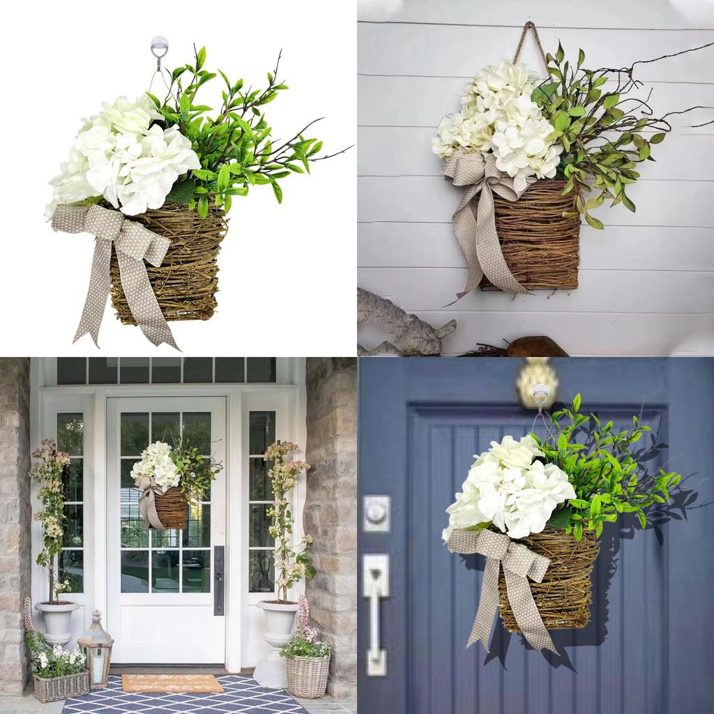 Wunderschöner Frühlings-Künstliche Hortensien-Korbkranz Atemberaubende Türhänge-Dekoration
