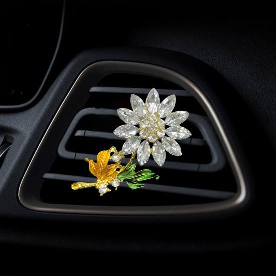 Flower Air Freshener Car Clip Universal Simple Installation Bling Faux