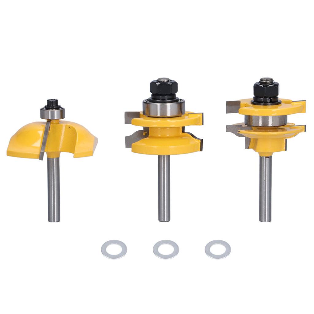 3Pcs Rail Stile Router Bits Roman Ogee Bit Woodworking Groove Tongue Milling Tool 14in Shank