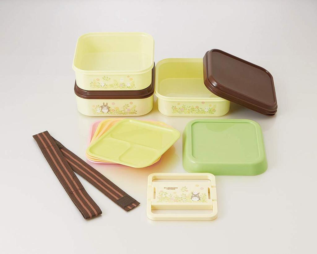 Skater Large Bento Box, Outdoor Lunch Box, 3-Tier, My Neighbor Totoro Field, Ghibli Design, 4.5L, P23