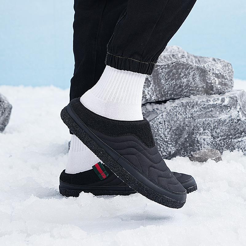 Winter Cotton Slippers for Men and Womens Casual Slip on Shoes Home Plush Clogs for Shoes Waterproof Anti-slip Winter Slippers