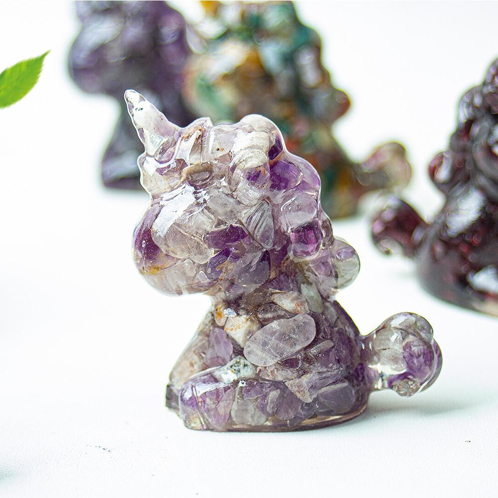Unicorn Resin Figurine With Handcrafted Crystal Texture For Home Decor And Giftgiving