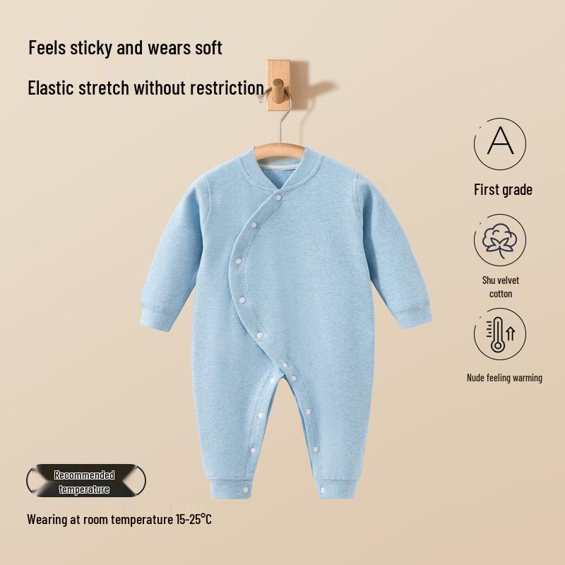 

Детский велюровый комбинезон из чистого хлопка - Теплая осенне-весенняя пижама для мальчиков и девочек 59cm синий