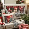 4 Pieces Christmas Pillow Covers Polyester 18x18 Inches Santa Snowman Reindeer Prints for Home Holiday Decoration