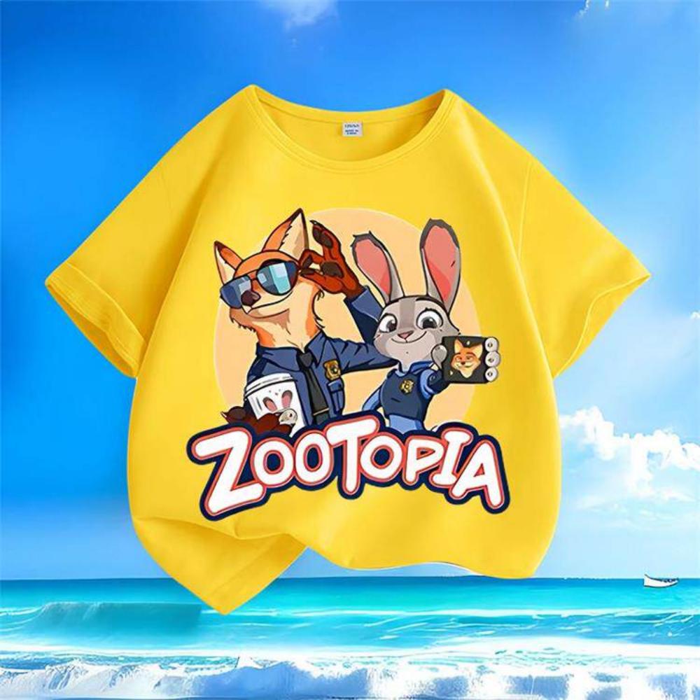 Zootopia Judy Nicky Xia's New Small-to-medium Children's Short-sleeved T-shirt,  Round-neck Casual Top