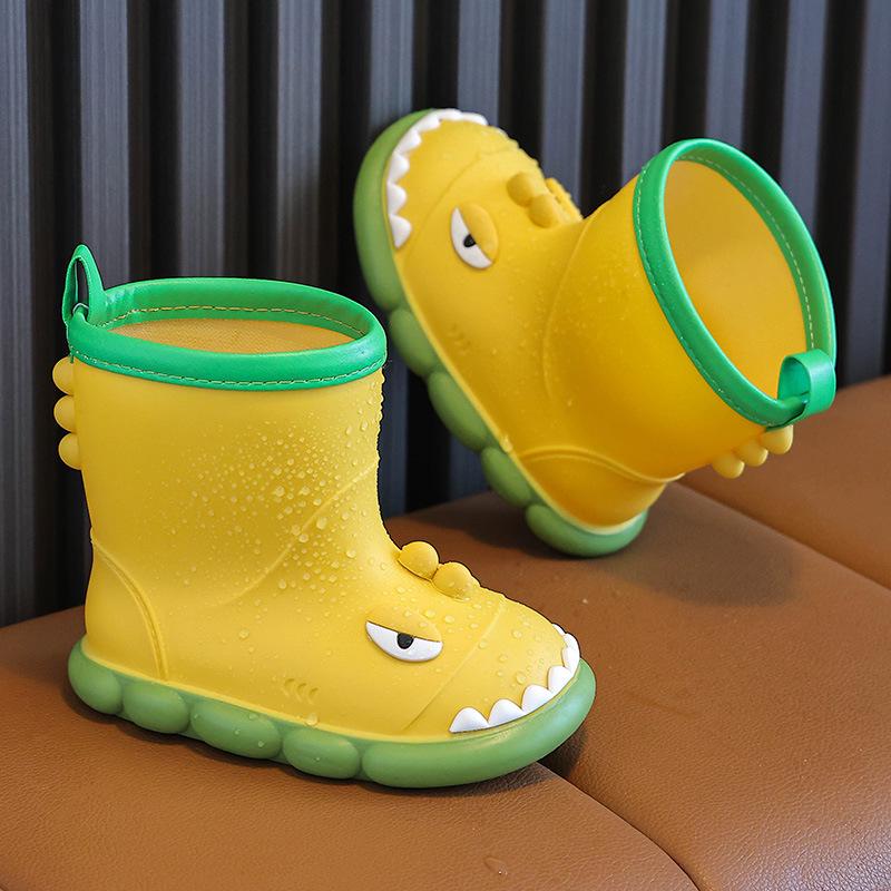 Dziecięce Kalosze Wodoodporne z Kreskówkowym Dinozaurem - Antypoślizgowe, z Miękką Podeszwą, Gumowe Buty dla Maluchów dla Chłopców i Dziewczynek