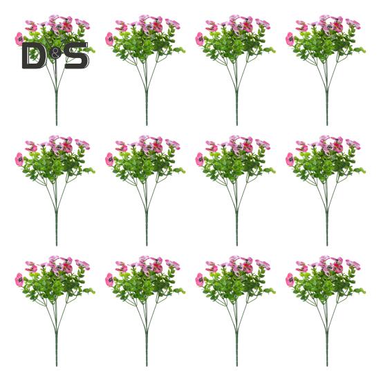 

12 шт. искусственных цветов анютины глазки, устойчивых к ультрафиолетовому излучению, искусственные шелковые цветы, красочные искусственные анютины глазки для украшения оконного ящика, крыльца, двора, патио светло-розовый