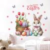 Easter Bunny Flowered Easter Egg Wall Stickers for Bedroom and Living Room Decoration and Beautification Wall Stickers