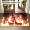 Crystal Velvet Square Rug Custom NameDoors Pattern Non Slip Home Floor Decor Rug
