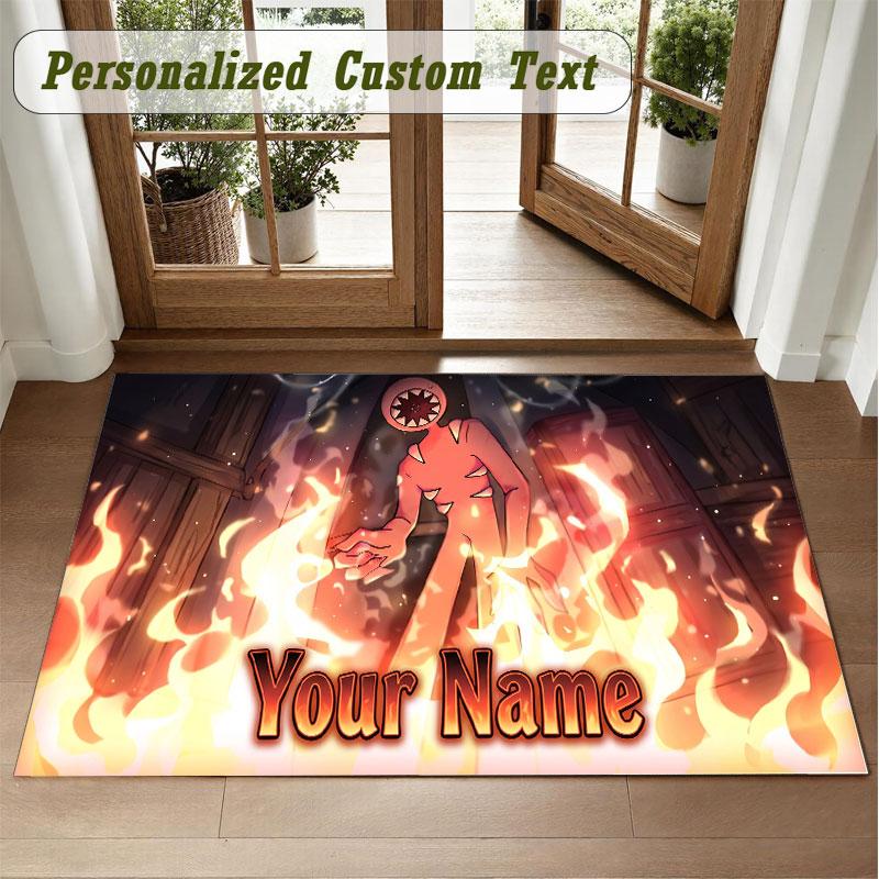 Crystal Velvet Square Rug Custom NameDoors Pattern Non Slip Home Floor Decor Rug