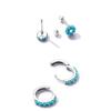 Rockyu Earrings for Simple and 925 Turquoise Second Turquoise Accessories Women, Beautiful, Silver, Small, Earrings, Earrings, Flowers, Zirconia,