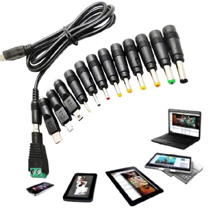 Power Cable 5V USB To 5.5x2.1mm Power Cord with 13 Connectors for Router LED Light Speaker Small Household Appliances