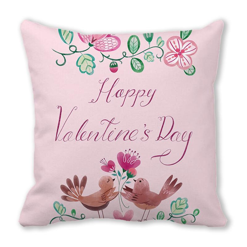 Happy Valentine's Day Theme Digital Printing Short Plush Pillow Covers for Car Sofa Office Cushion Cover Home Goods 60x60cm