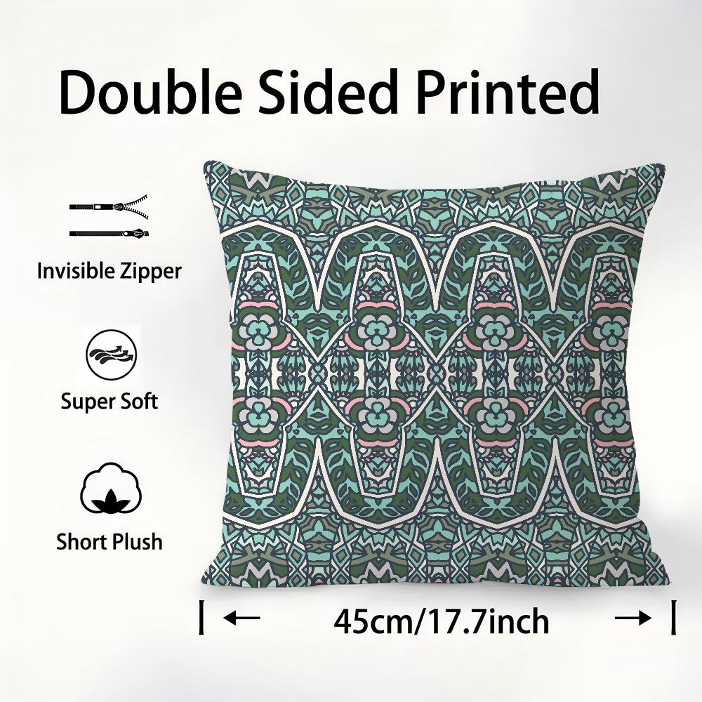 Ethnic Retro Totem Bohemian Pillow Case Sofa Decorative Home Double-sided Printing Short Plush Cushion Cover Throw Pillow Cover