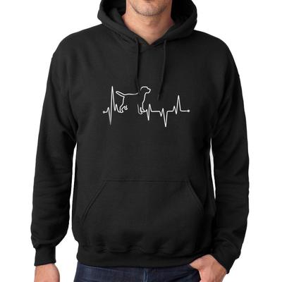 Printed Graphic Men's T-Shirt Dog Lover Heartbeat Hoodie Casual Hooded Sweatshirt