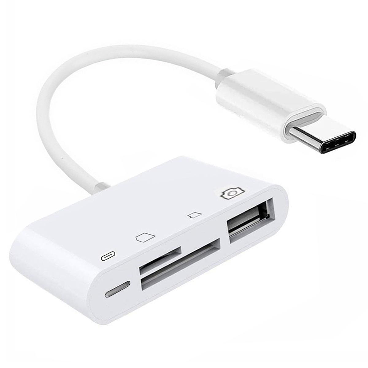 

UC-155-SD004 4-in-1 USB 2.0 Type C to SD+TF+USB-A Female Card Reader PD 27W Adapter for Laptop Tablet Phone As Shown A