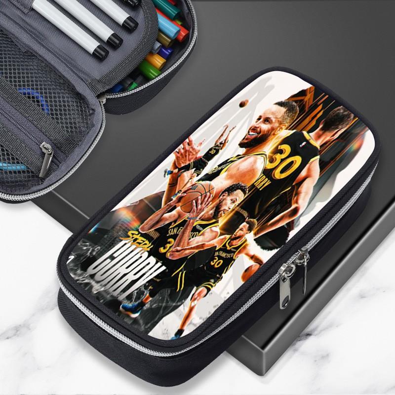 Cartoon NBA Basketball Star Stephen Curry Inspired Pencil Case Kids Boys Girls Large Capacity School Organizer