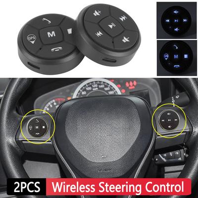 Volante de carro sem fio com 2 botões inteligentes, 150mAh, universal, reprodutor de DVD, rádio, navegação GPS, controle remoto, interruptor