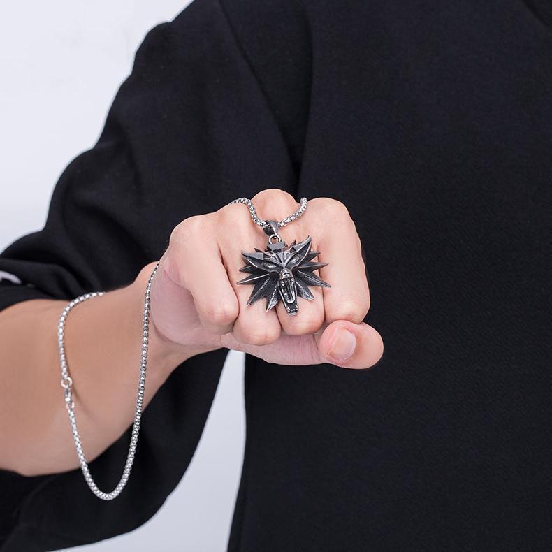 

Винтажное ожерелье с демоном и волком, готическая панк-бижутерия для мужчин и женщин