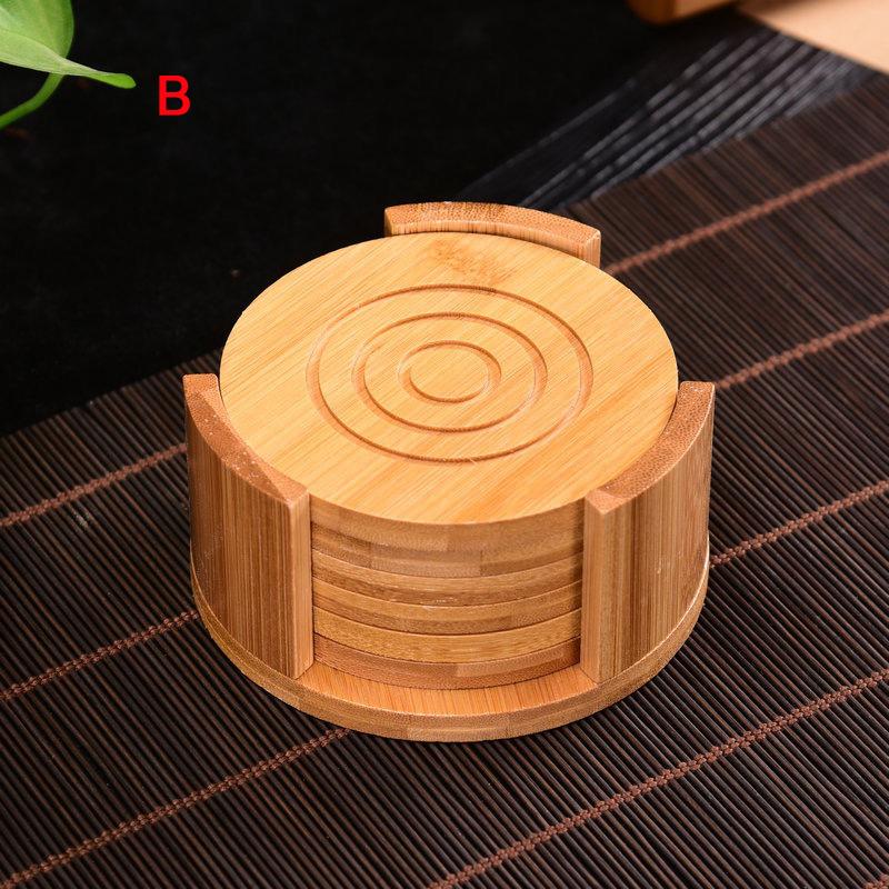 6PCS Round Shape Bamboo Coaster Cup Rest for Glass Cups Tea Cup Coffe Mug Bottle Water Holder Natural Home Decor