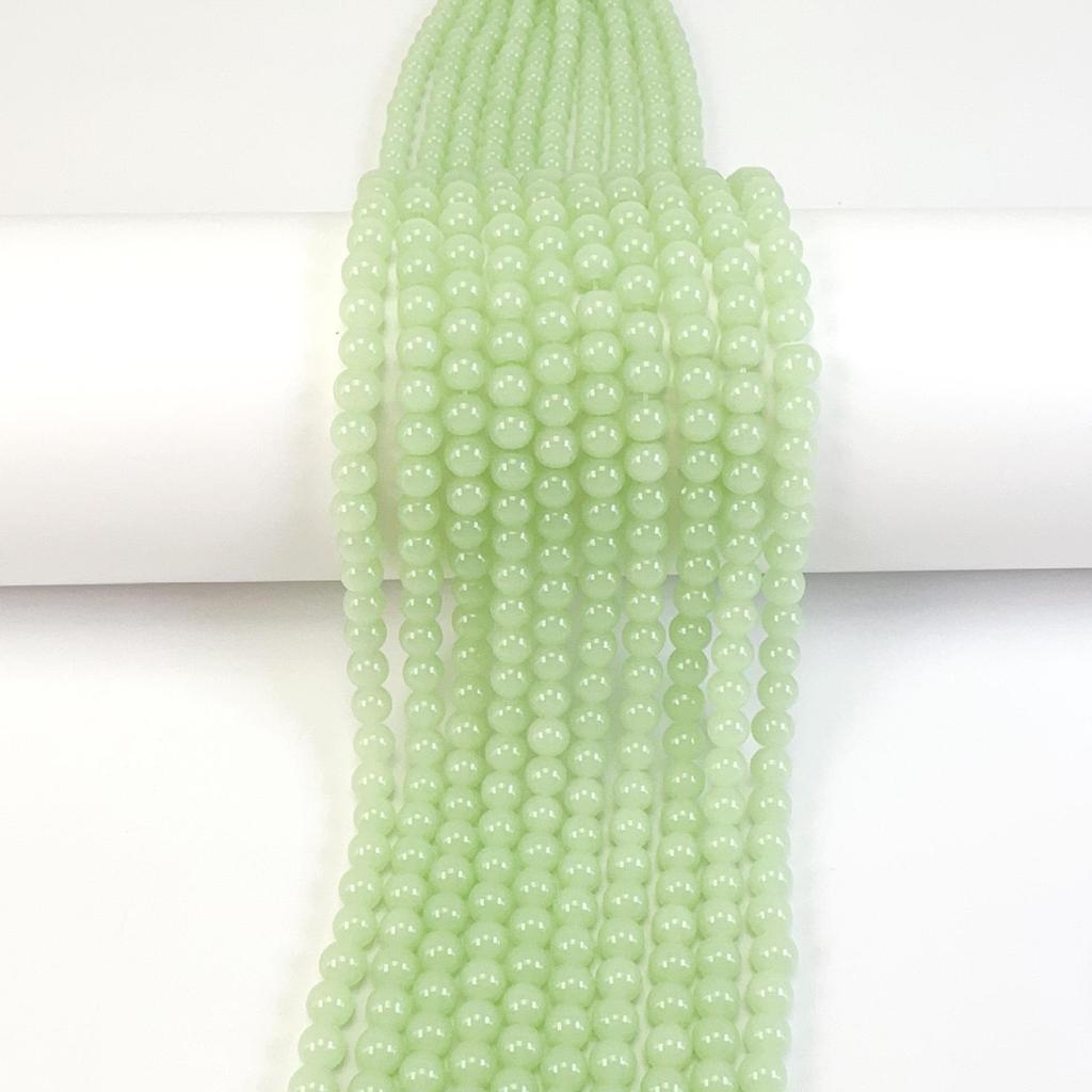 6mm Natural Glossy Round Bead Lampwork Glass for DIY Cell Phone Chains, Earrings, Hairpins, and Flower Stamens.