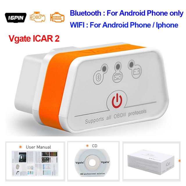 Vgate iCar2 obd2 Bluetooth-Scanner ELM327 V2.2 obd 2 wifi icar 2 Autowerkzeuge Ulme 327 für Android/PC/IOS-Codeleser