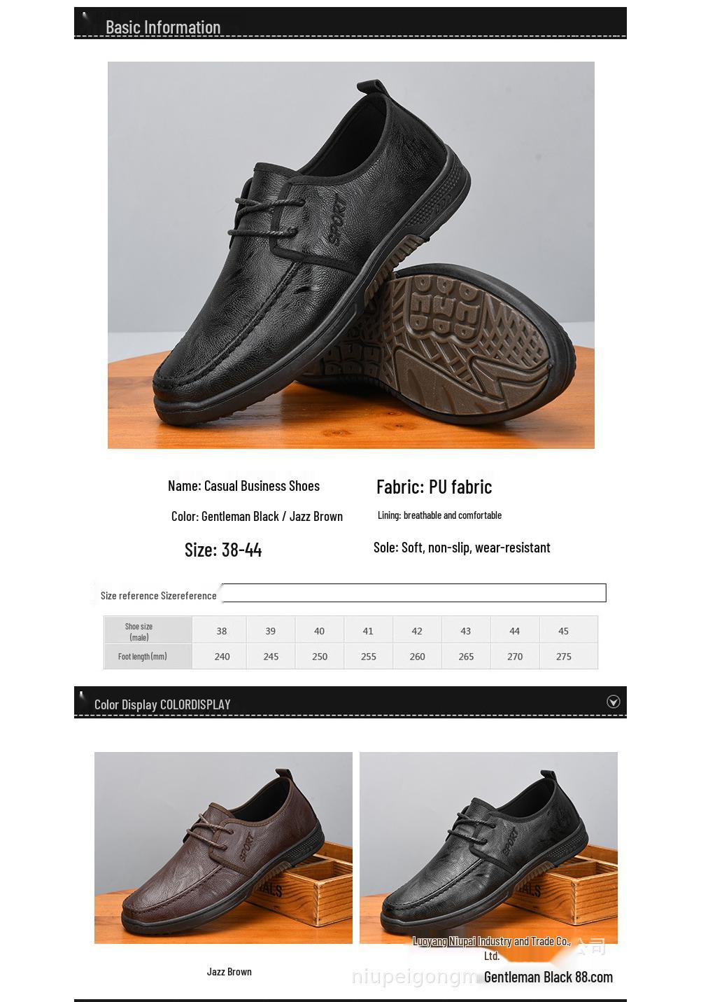 2022 Men s Casual Leather Shoes: Soft Sole, Anti-Slip, Waterproof, Oil-Proof Chef and Hotel Work Shoes 39 чёрный