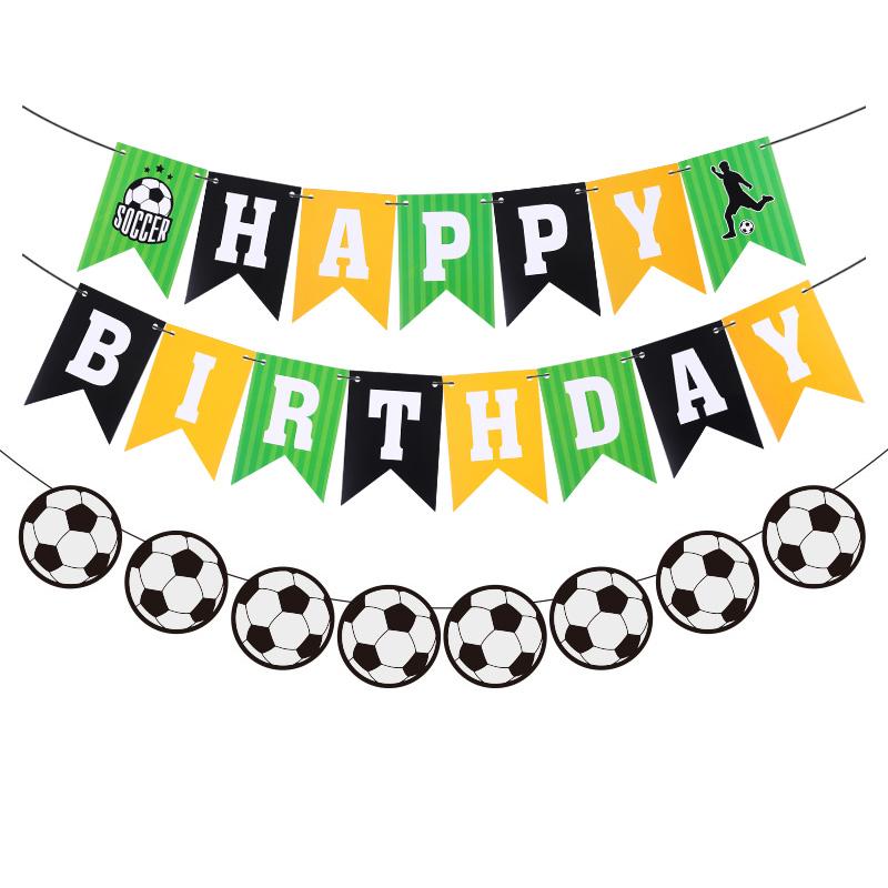 1set Football Happy Birthday Banner Garland Kids Boys Sports Theme Soccer Birthday Party Decoration Favors Supplies