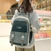 Simple Solid Color Letter Decoration Student Leisure Backpack For Daily Use
