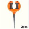 3 Piece Or Three Pieces of Sturdy Garden Hose Guides In Orange And Grey, Featuring a Secure Iron Base. Simple To Set Up