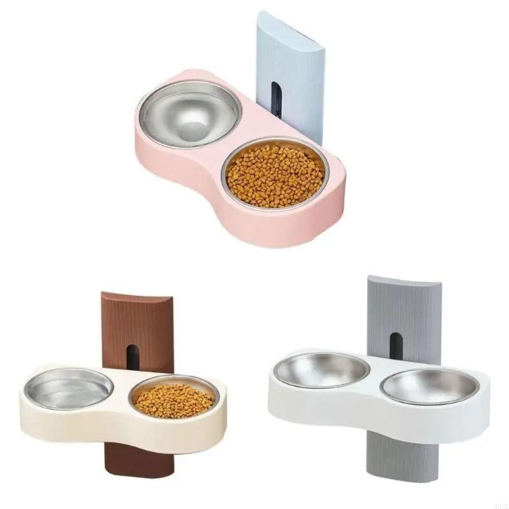 Space Saving Cats Watering Bowl Double Bowl Pet Feeding Bowl Dog Eatting Bowl  for Small Dogs