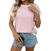 2026 Summer New Women's Round Neck Knit Top Short Sleeve Color Block Loose T-Shirt