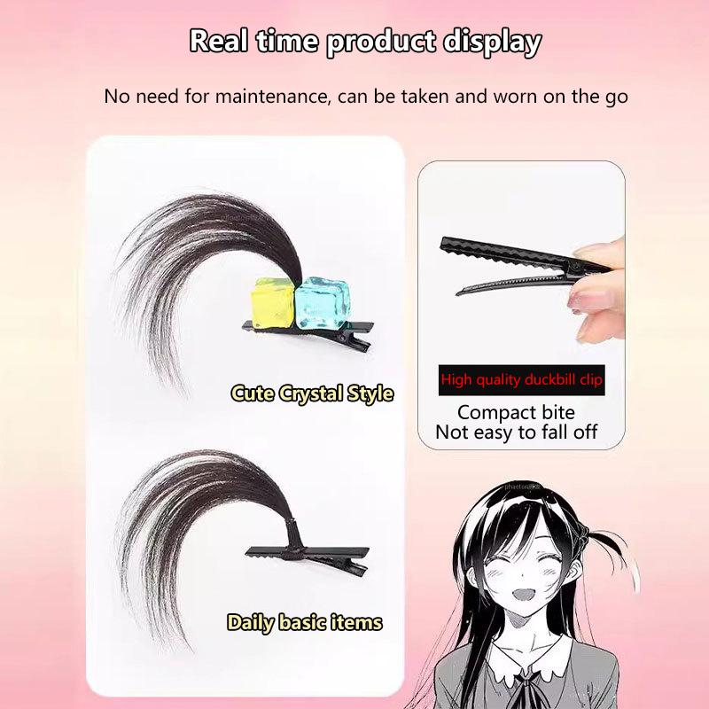 2Pcs Funny Silly Hair Clip Female Anime Cosplay Wig Small Braid Side Bangs Duckbill Clip Side Clip Cute Hair Accessories Gifts