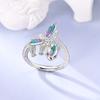 Adjustable Ring 925 Silver Fire Dragon Blossom Flower Clover Open Rings For Women Wedding Jewelry Gift