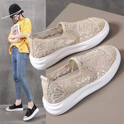 2026 New Comfortable Mesh Thick Sole Height Increasing Sandals Women Flat Sneakers Light Breathable Spring Stylish Trend Shoes