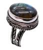 Labradorite Natural Gemstone Antique Silver Plated Ring US Size-8 R 735
