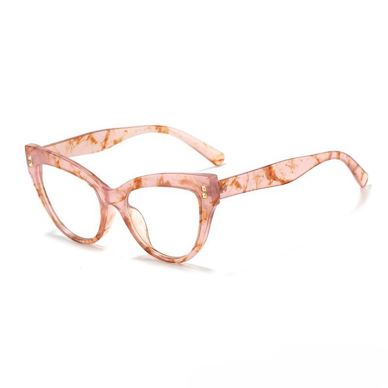 Fashion Rivet Anti-blue Light Cat Eye Reading Presbyopia Glasses Women Oversized FULL Frame Trendy Far Sight Eyeglasses