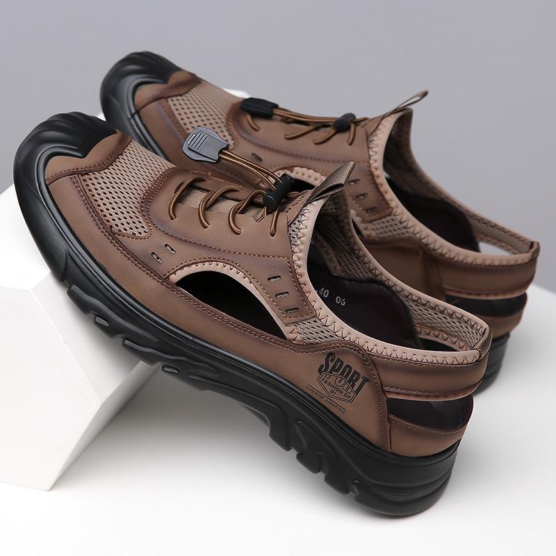 Fashion Designer New Hollow Platform Leather Men's Loafers Summer Fashion Casual Outdoor Beach Men's Sandals Zapatos Hombre