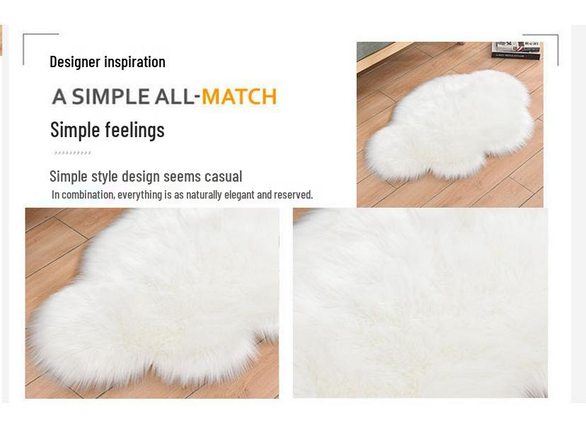 Faux Wool Cloud-Pattern Long Pile Rug for Living Room, Bedroom, and Bay Window