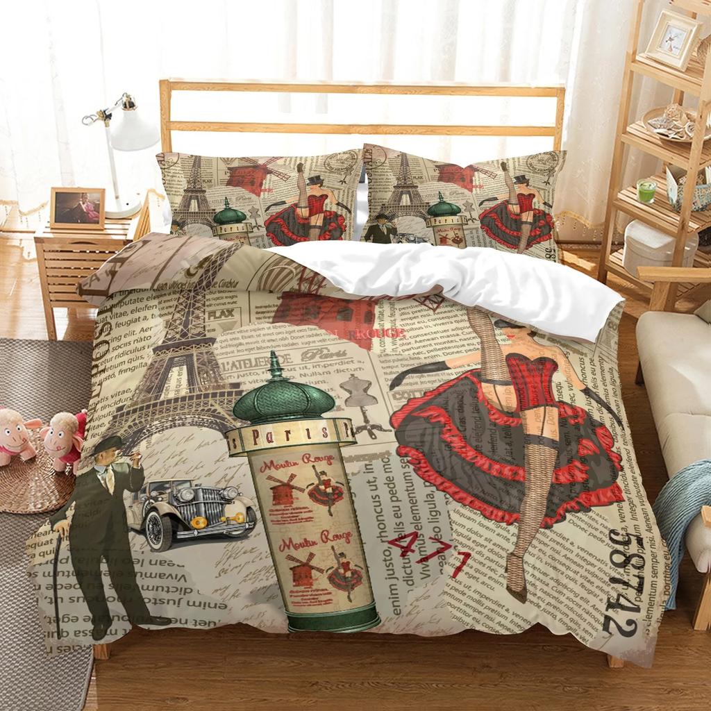 New York Statue Of Liberty Duvet Cover Kingqueen Size Retro Car Nostalgic 50S BeddingVintage Car Polyester Quilt Cover For Men