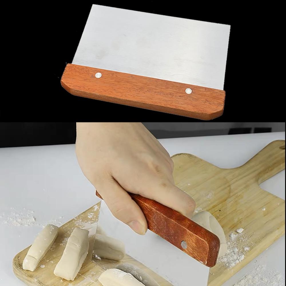 Non-stick Pastry Spatula Wooden Handle Flour Scrapper Cream Spatula Dough Cutter Baking