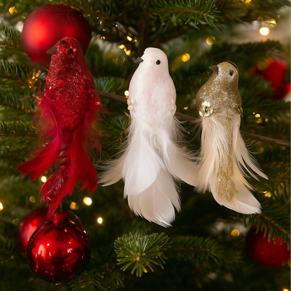 Realistic Christmas Tree Pendants White Doves Artificial Foam Birds  Party Decoration