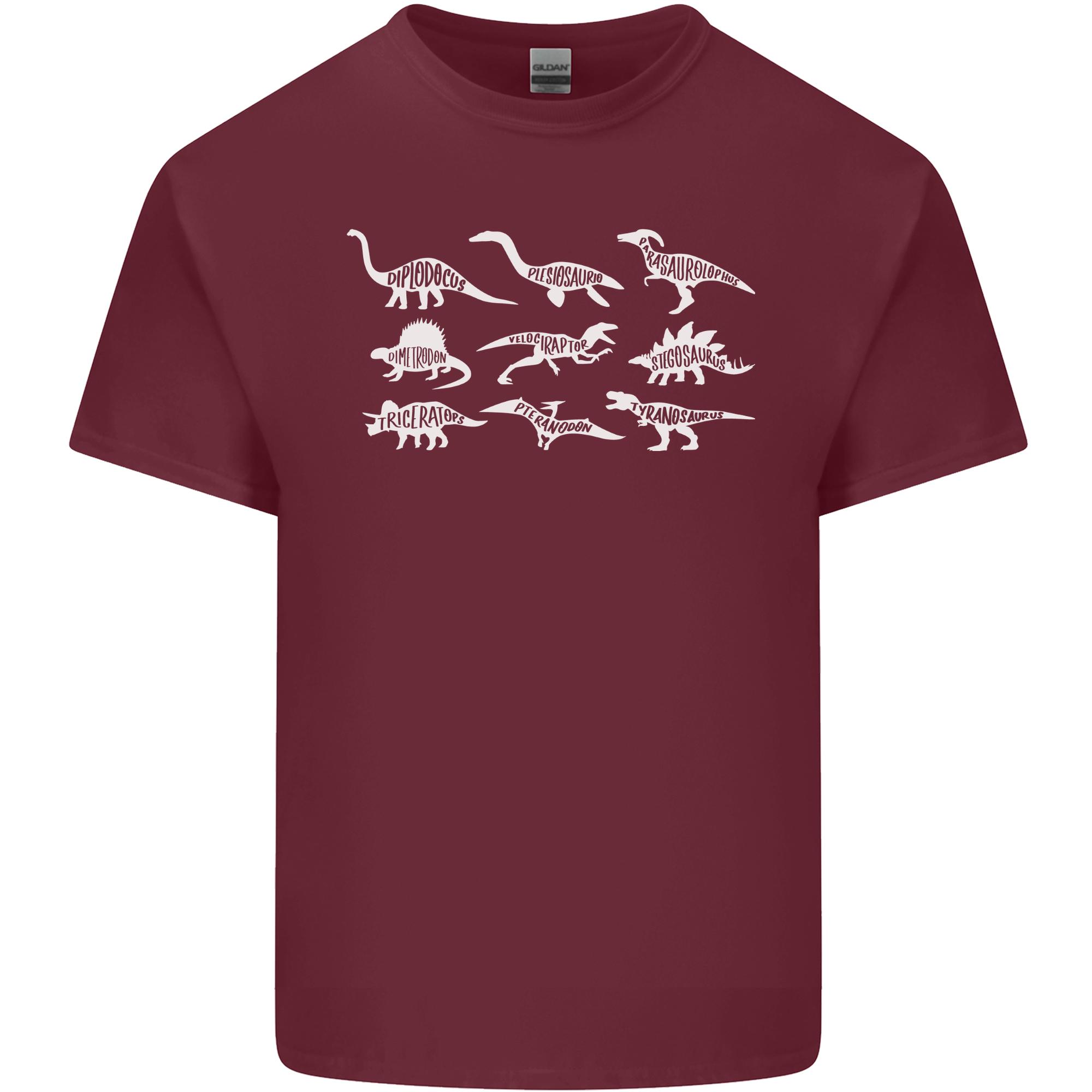 Dinosaur Types TRex Stegosaurus Velociraptor Unisexs Light Cotton TShirt S