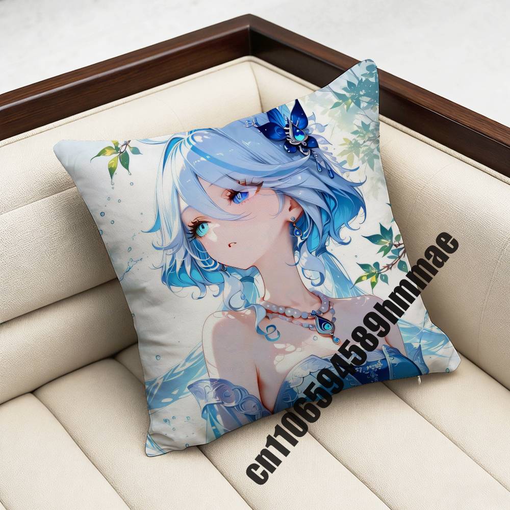 Genshin Impact Furina Throw Pillow Case Sham 45X45Cm 35X35Cm Square Home Pillowcase Cushion Cover