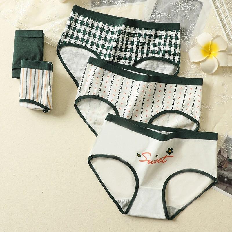 5Pcs/Set Women's Panties Pure Cotton Breathable Underwear Cute Print Girls Briefs