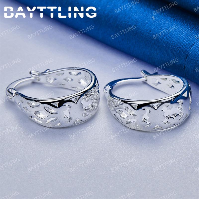 Stylish 925 Sterling Silver Delicate Openwork Earrings for Women Elegant Jewelry Wedding Party Accessories