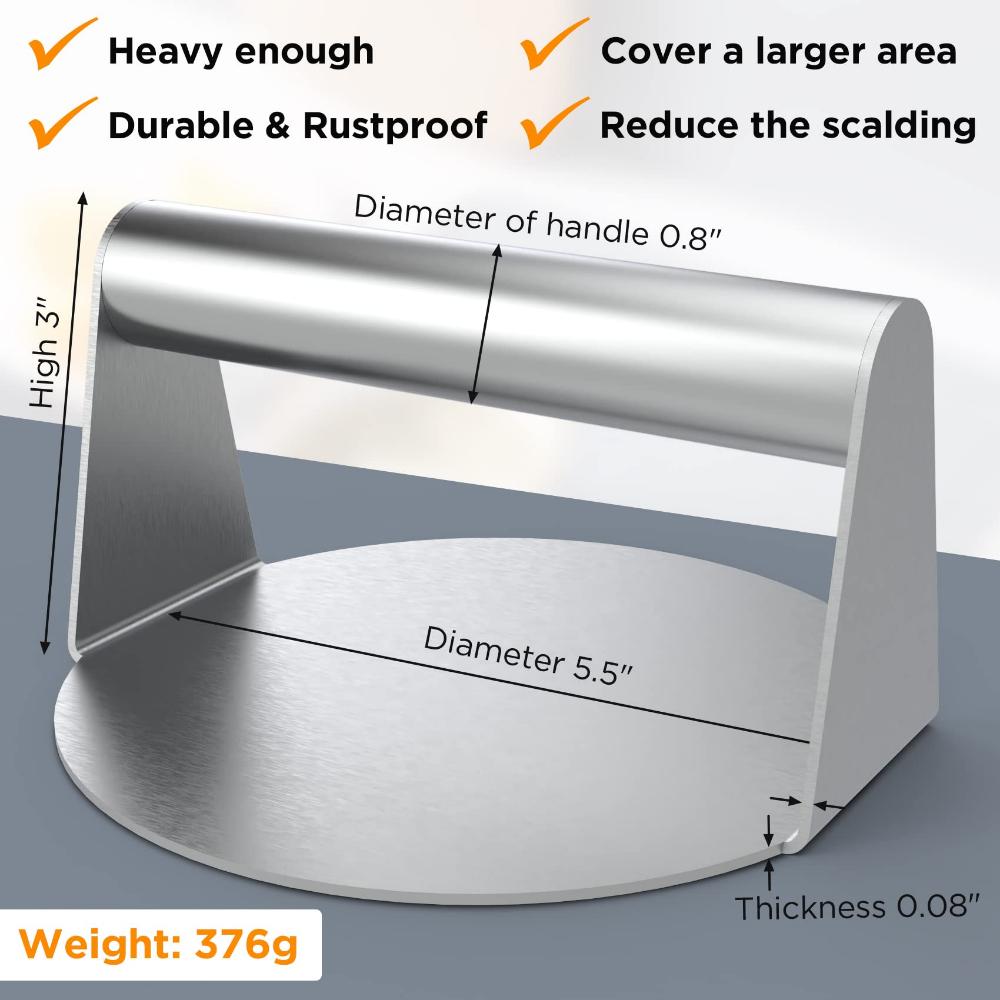 Hamburger Press Stainless Steel Smash Burger Press Patties Meat Masher Circular Meat Press Mold for Deli Meats Kitchen Gadgets